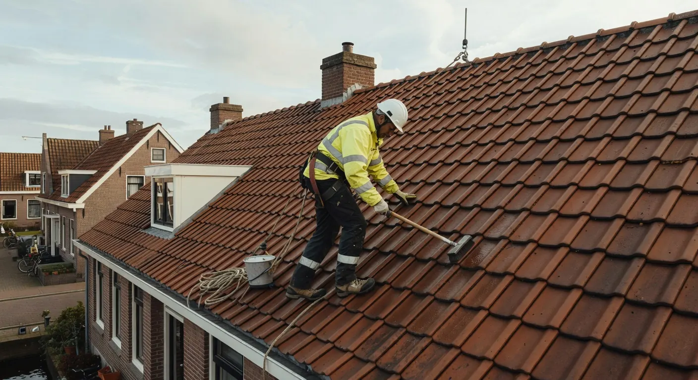 Vochtsensoren op dak voor continue monitoring tegen mos